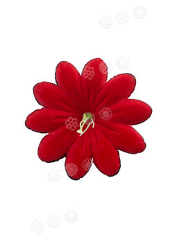 Искусственные Пресс цветы Пиретрум с тычинкой, бархат, красный с черным кантом, 140 мм