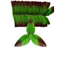 Искусственный лист подставка тройной, зеленый с коричневым краем, 135 мм