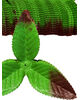Штучний лист підставка потрійний, зелений з коричневим краєм, 135 мм