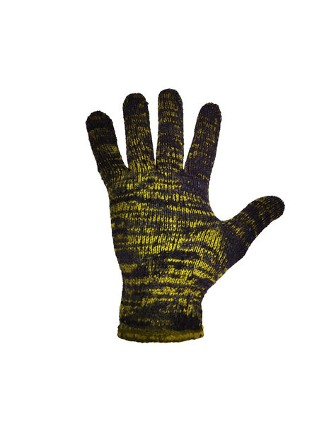Перчатки защитные, хлопок с нейлоном, черные с желтым, размер S/M