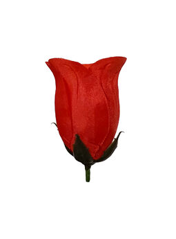 Штучні квіти Троянди бутон, 1 шар пелюсток, шовк покращений, червоний, 85 мм