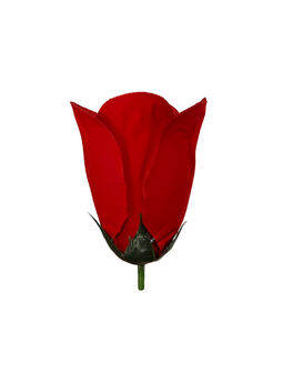 Штучні квіти Троянда бутон, 1 шар пелюсток, оксамит, червоний, 85 мм