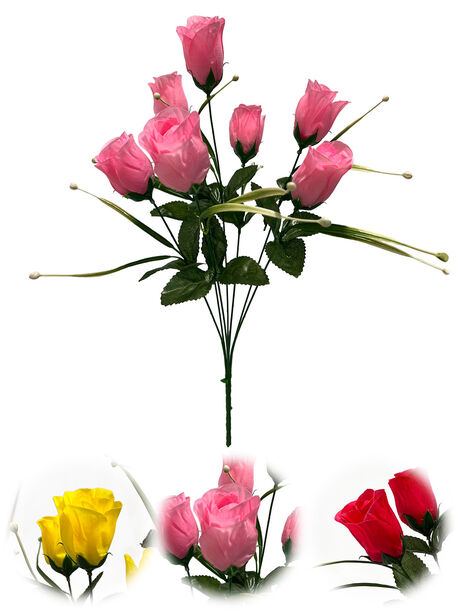 Искусственные цветы Букет Розы бутон, 7 голов, 440 мм