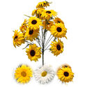 Букет штучних квітів Гербери (Соняшник), 18 головок, білий та жовтий, 500 мм