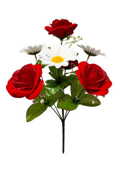 Искусственные цветы Букет Ромашки и Розы, 7 голов, 500 мм