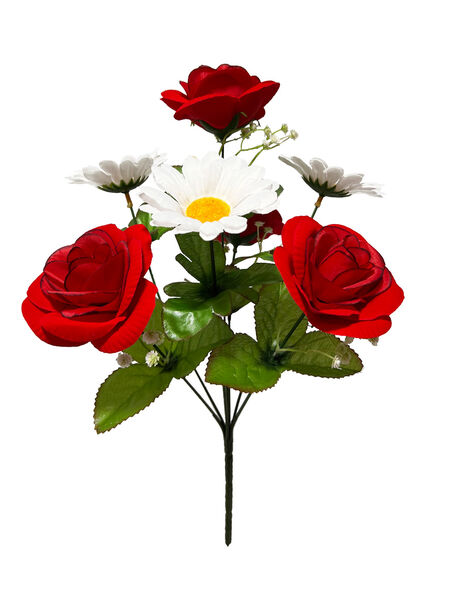 Штучні квіти Букет Троянди бархатної і Ромашки, 7 голів, 500 мм