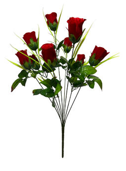 Штучні квіти Букет Троянди у бутонах, оксамит, 9 голів, 600 мм