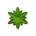Штучний лист підставка з кантом "Зіронька", зелений з коричневим кантом, 140 мм
