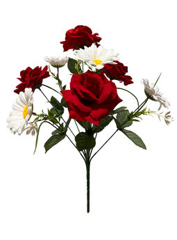 Искусственные цветы Букет Ромашки и Розы бархат, 9 голов, 500 мм