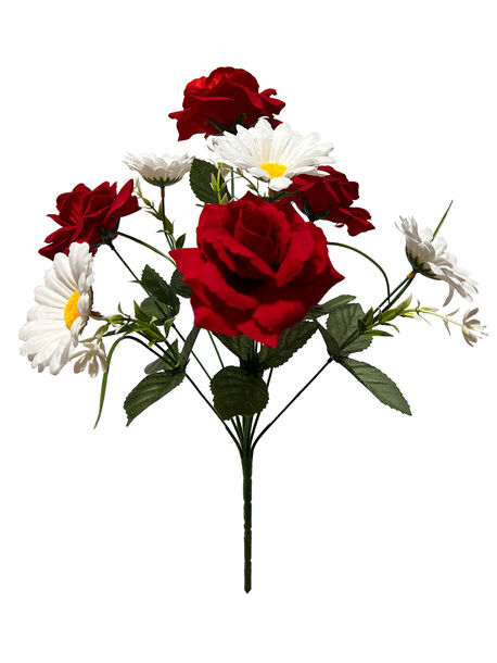 Штучні квіти Букет Ромашки і Троянди оксамитової, 9 голів, 500 мм