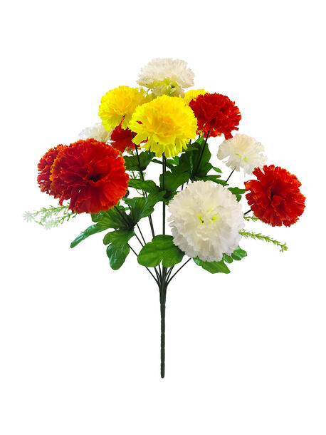 Искусственные цветы Букет трехцветной Гвоздики, 13 голов, 460 мм