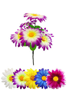 Искусственные цветы Букет Ромашки с блестками, 6 голов, микс, 330 мм