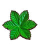 Искусственный лист подставка круглый, 6 лепестков, зеленый с коричневыс кантом, 150 мм