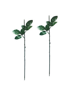 Ножка одиночная c 2 листьями под розу, темно-зеленая, 380 мм