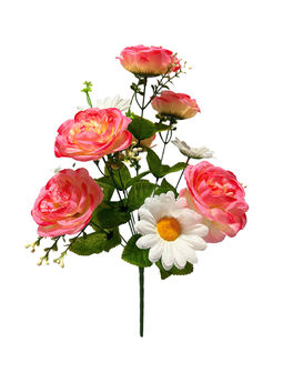 Штучні квіти Букет Півоній та Ромашки, 11 голів, 520 мм