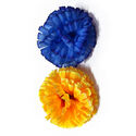Штучні квіти Гвоздики, жовті та сині, шовк, 110 мм