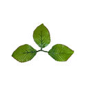 Искусственный лист на ножку, 3 листа, зубчатый, зеленый с коричневым кантом, 190 мм