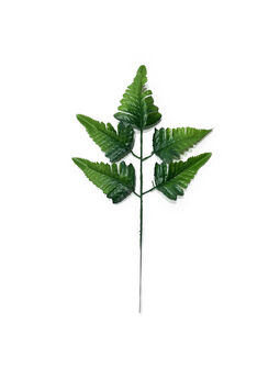 Гілка з листям папороті, 5 листків, зелена з темним, 430 мм