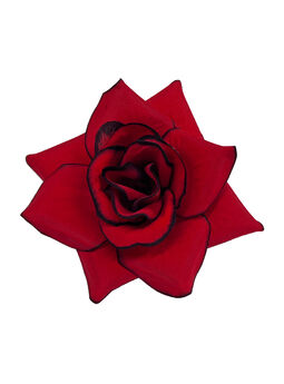 Искусственные цветы Роза открытая, бархат, красная с кантом, 160 мм