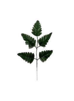 Ветка с листьями папоротника, 5 листьев, темно-зеленый, 430 мм