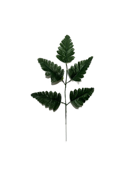 Ветка с листьями папоротника, 5 листьев, темно-зеленый, 430 мм