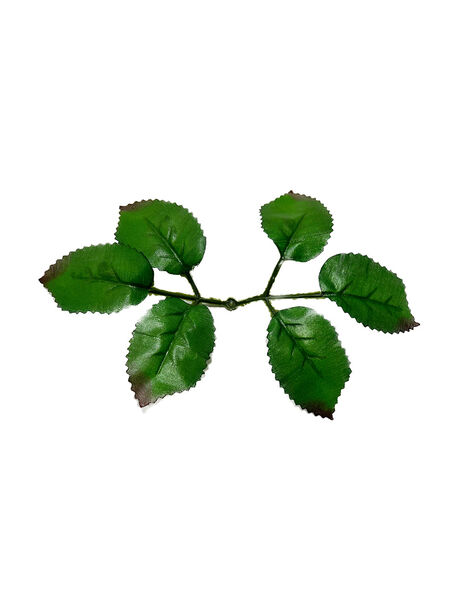 Штучний Лист під Троянду шестерної VIP, зелений з коричневим, 170-180 мм