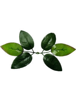Искусственный лист под розу VIP на усиленную ножку, 6 листьев на ветке, зеленый с темным, 250 мм