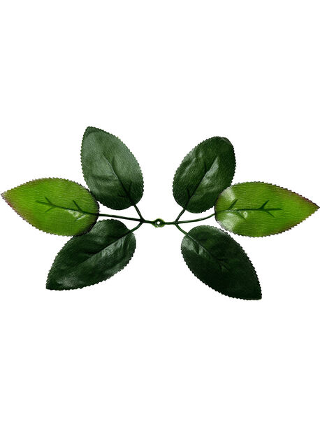 Штучний лист під троянду VIP на посилену ніжку, 6 листків на гілці, зелений з темним, 250 мм