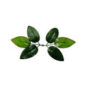 Искусственный лист под розу VIP на усиленную ножку, 6 листьев на ветке, зеленый с темным, 250 мм