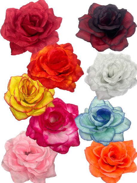 Искусственные цветы Роза открытая, атлас, микс, 100 мм