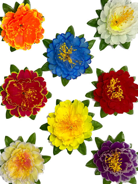 Искусственные цветы Пиона с листом, шелк, микс, 135 мм