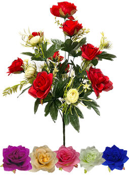 Штучний Букет Троянди з Півоніями, 18 голів, мікс, 660 мм
