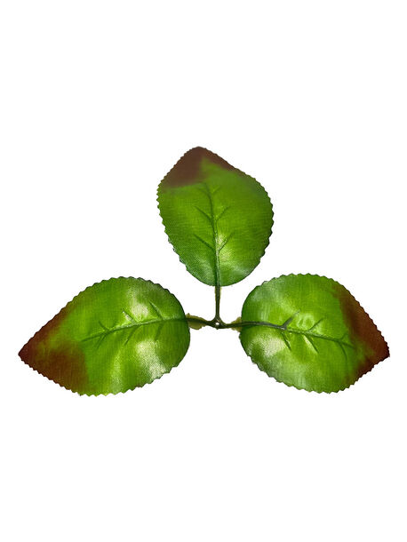 Искусственный Лист тройной зубчатый, зеленый с коричневым, 195 мм
