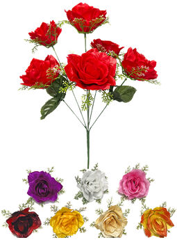 Искусственный букет Розы с розеткой, 6 голов, микс, 420 мм