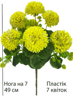 Штучний букет Хризантеми з пластику, 7 голів, мікс, 490 мм